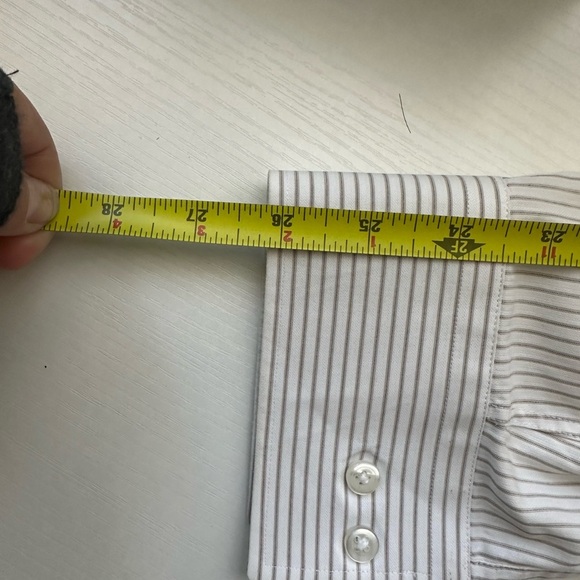 Hugo Boss 36 Fitted Shirt Long Sleeve Button Down Gray Grey Stripe Cotton MINT - Picture 10 of 11